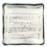 8.5" Square Ceramic Plate, White, Green, Brown