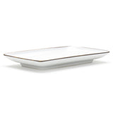 8.25" x 5.25" Rectangular Ceramic Plate, White, Dark Brown