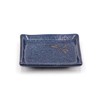 5" Square Ceramic Plate, Navy — Dragonfly Design