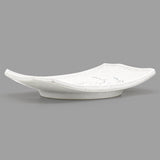 8.65" x 5.75" Rectangular Ceramic Plate, White — Floral Design