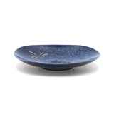 7.75" Round Ceramic Plate, Navy, Blue — Dragonfly Design