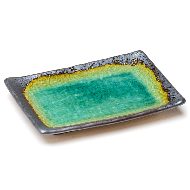 8-1/2" x 5-1/2" Rectangular Plate, Black, Blue
