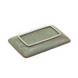 8.15" x 5.25" Rectangular Ceramic Plate, Green — Floral Design