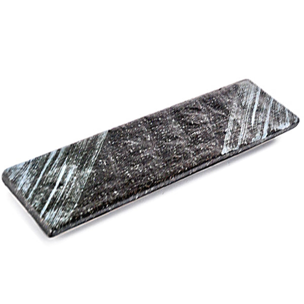 14.5" x 5" Rectangular Porcelain Plate, Gray — White Brushstroke Design