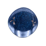 7.75" Round Ceramic Plate, Navy, Blue — Dragonfly Design
