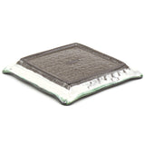 8.5" Square Ceramic Plate, White, Green, Brown