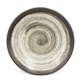 6.5" Ceramic Plate, Dark Brown, Beige
