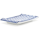 8.5" x 5.75" Rectangular Ceramic Plate, Blue, White