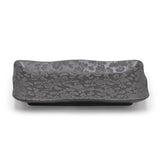 8.65" x 5.35" Rectangular Ceramic Plate, Dark Brown — Floral Design