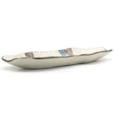 13.35" x 4" Rectangular Ceramic Sushi Plate, Beige, Blue, Brown