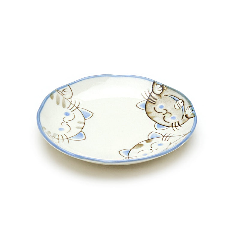 6.25" Round Plate, White, Blue