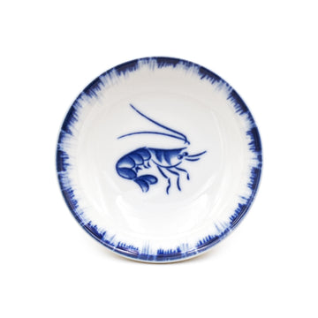3.5" Ceramic Plate, Blue — Seafood Assortment Design