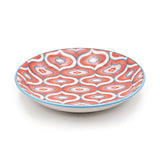 4.75" Round Ceramic Plate, Orange, Blue, White