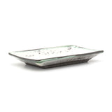 6.75" x 3.85" Rectangular Ceramic Plate, White, Green, Brown