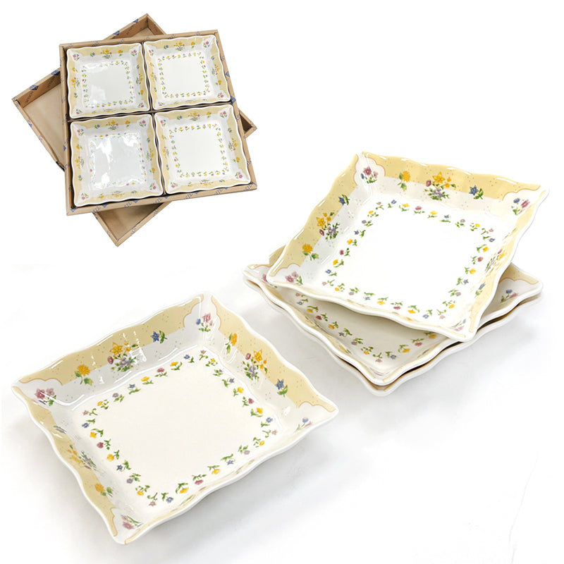 Square 4-Piece Plate Set, Yellow