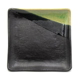7" Square Ceramic Plate, Dark Brown, Green