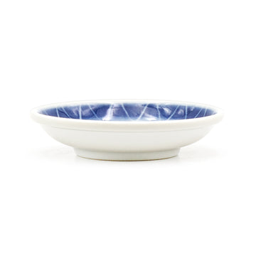 3.75" Ceramic Plate, White, Blue — Crab Design