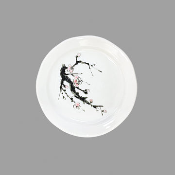4-3/4" Plate, White — Plum Blossom Design