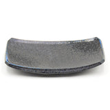 7.25" x 4.75" Rectangular Ceramic Plate, Dark Brown, Black, Blue