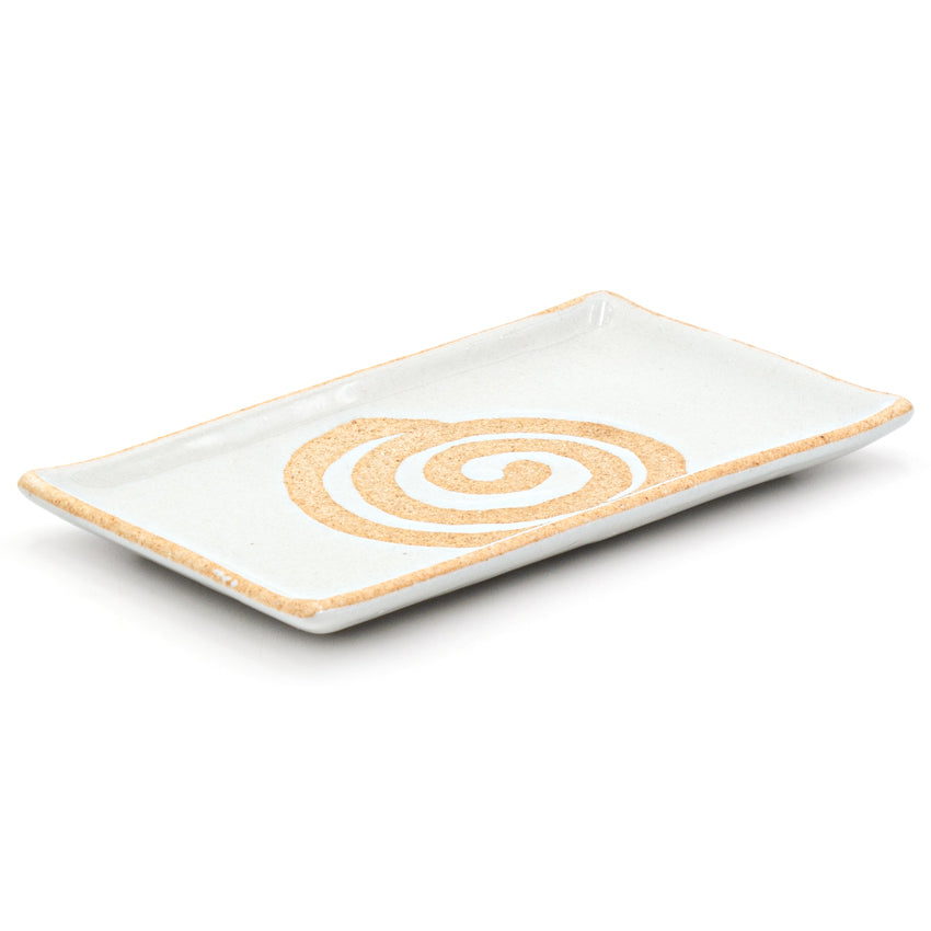 8.65" x 5" Rectangular Ceramic Plate, Gray, Yellow