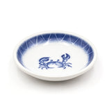 3.75" Ceramic Plate, White, Blue — Crab Design