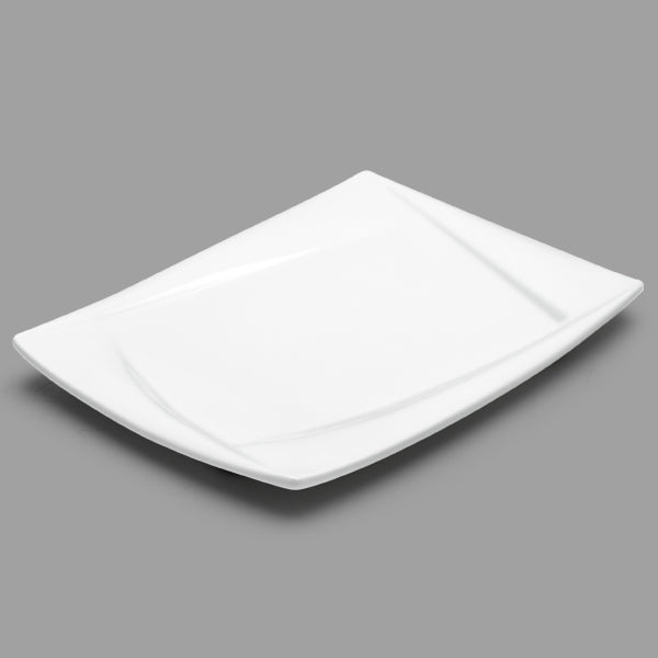 14" x 9.75" Rectangular Porcelain Plate, White
