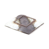 6.25" Square Ceramic Plate, White, Gold, Brown