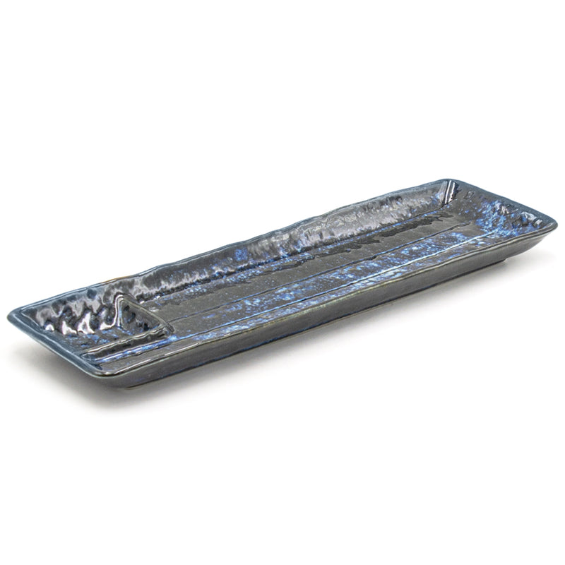 MPD213-B navy-and-blue ceramic platter with a corner well