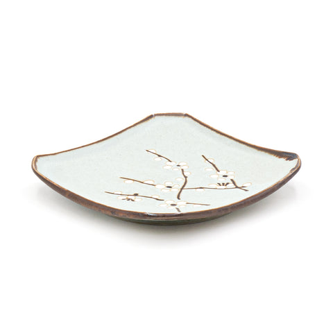 5.25" Ceramic Plate, Green — Floral Design