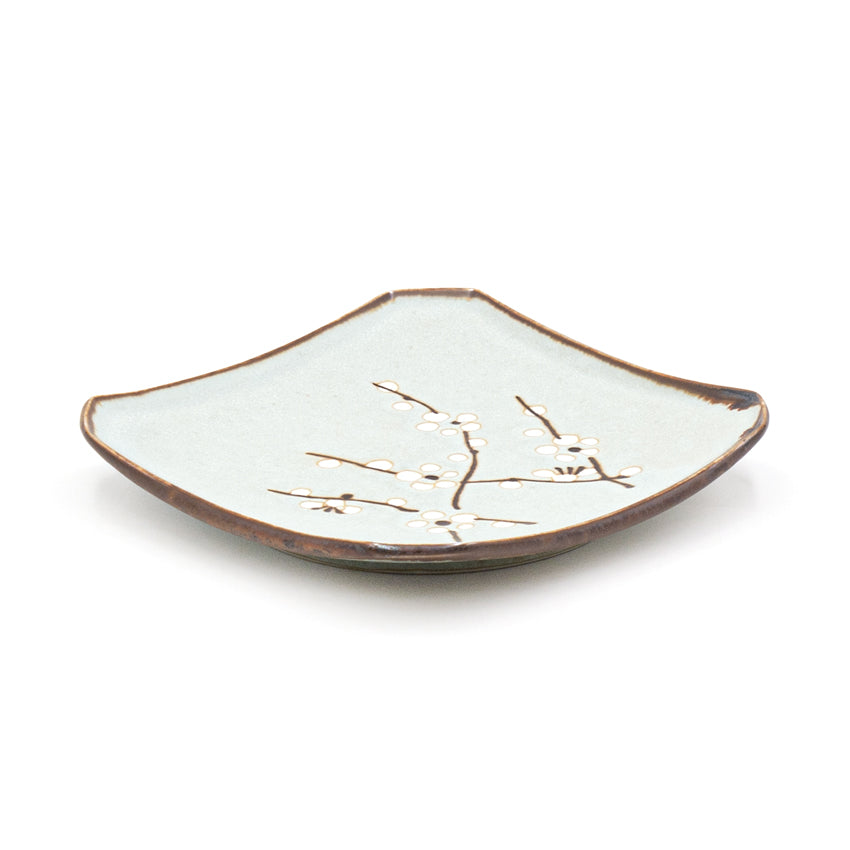 5.25" Ceramic Plate, Green — Floral Design