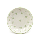 5.35" Round Ceramic Plate, White, Green — Floral Design