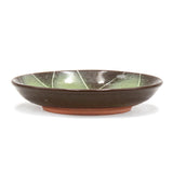 5" Round Ceramic Plate, Green, Brown — Floral Design