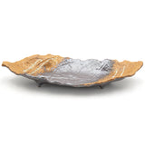 16" x 7" Leaf Ceramic Serving Platter, Black, Brown