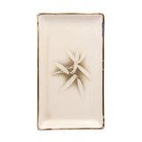 11" x 5" Rectangular Ceramic Plate, Beige — Bamboo Leaf Design