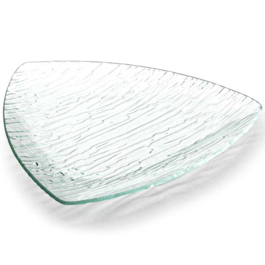 11.2" Triangular Textured Glass Plate, Clear
