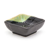 3" Square Ceramic Plate, Dark Brown, Green