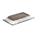 6.75" x 3.85" Rectangular Ceramic Plate, White, Green, Brown