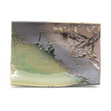 11.25" x 8.25" Rectangular Ceramic Plate, Green, Brown, Gold