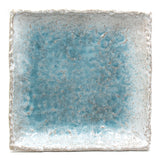 9.65" Square Ceramic Plate, Gray, Turquoise
