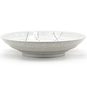 9" Ceramic Deep Plate, White — Plum Blossom Design