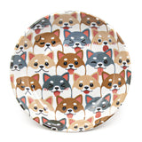 7.5" Round Ceramic Plate, Blue, Brown — Shiba Inu Design