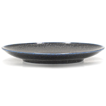 10" Round Ceramic Plate, Black, Blue