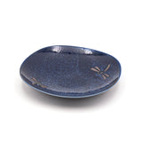 7.75" Round Ceramic Plate, Navy, Blue — Dragonfly Design