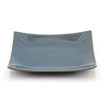 8.25" Square Ceramic Plate, Blue, Gray