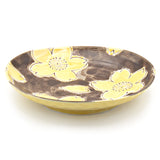 7.5" Ceramic Plate, Brown — Floral Design