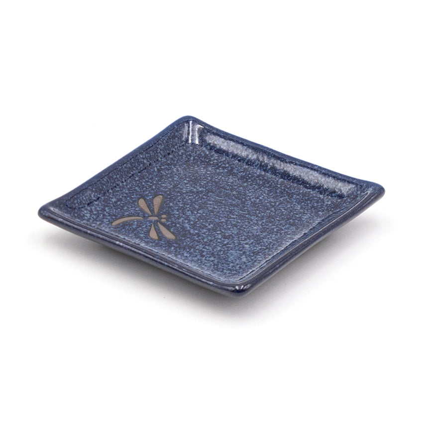 5" Square Ceramic Plate, Navy — Dragonfly Design