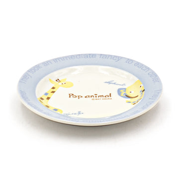 4.75" Ceramic Plate Set, Blue, Pink — Giraffe & Elephant Design