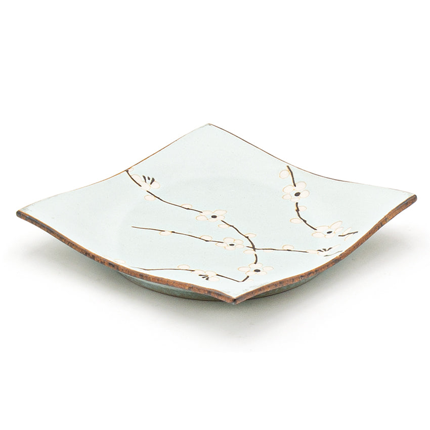 6.85" Square Ceramic Plate, Light Celadon Mint
