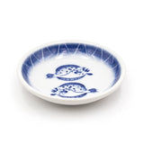 3.75" Ceramic Plate, White, Blue — Flatfish Design