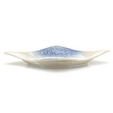 6.75" Square Ceramic Plate, Beige, Blue